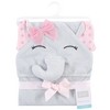 Hudson Baby Infant Girl Cotton Rich Animal Face Hooded Towel, Pink Dots Pretty Elephant, One Size - image 2 of 2