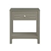 Vynxaria 23"H Taupe Nightstand - Glass Top (MDF + Tempered Glass), 1 Drawer (19"Wx12.75"Dx3.5"H), Hardwood Legs, 13" Shelf Space, 4" Floor Clearance - 3 of 4