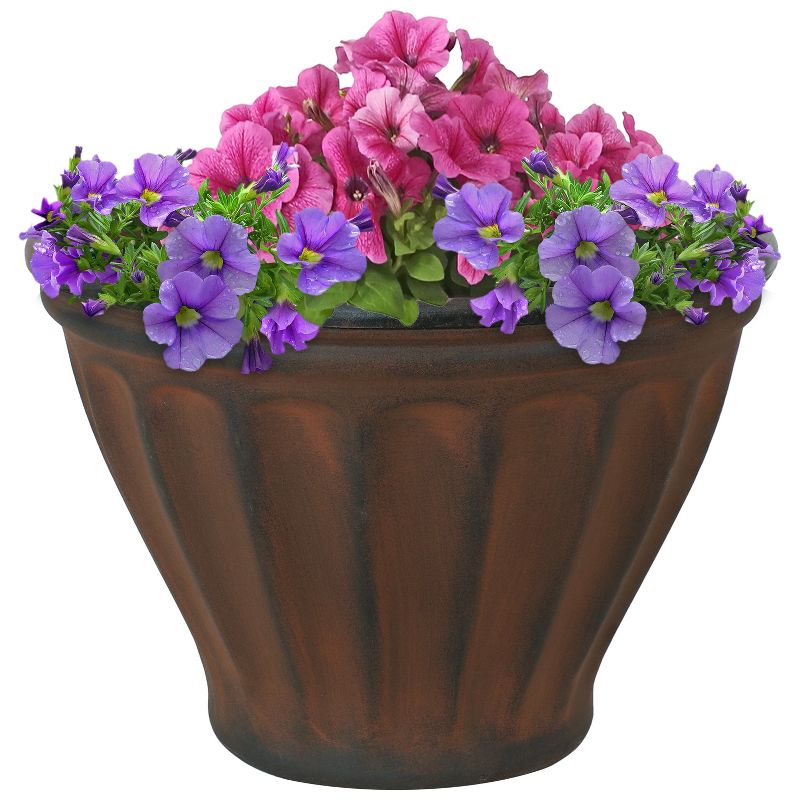 Sunnydaze Indoor/Outdoor Patio, Garden, or Porch Weather-Resistant Double-Walled Charlotte Flower Pot Planter - 16" - Rust Finish, 5 of 9
