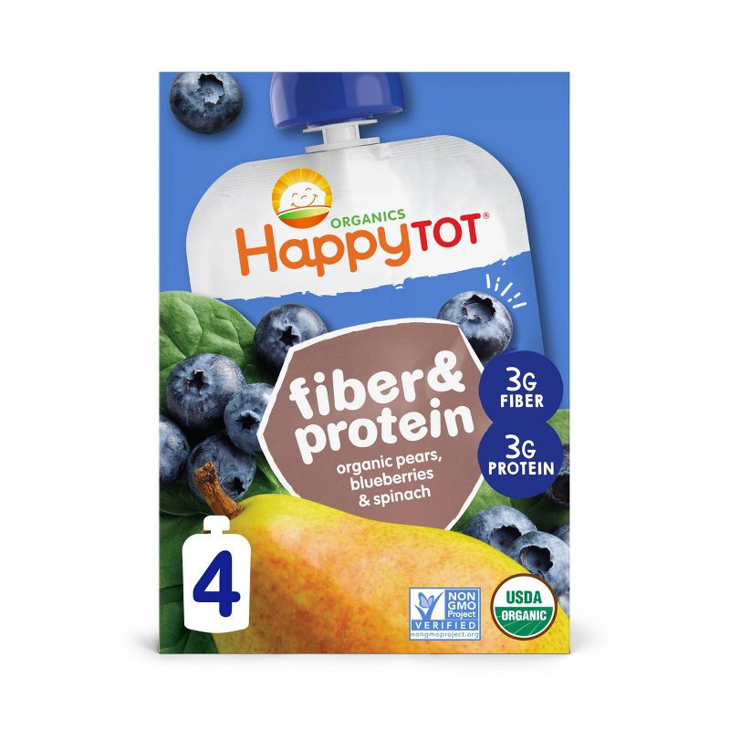 HappyTot Fiber & Protein Organic Pears Blueberries & Spinach Baby food - (Select Count), 1 of 6