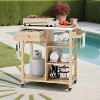 Acekool Outdoor Grill Cart, Wood Storage Cabinet with Stainless Steel Top, Lockable Wheels, Multi-Level Patio Bar Table for Kitchen & Garden - 2 of 4