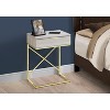 Monarch Specialties Accent Table Side End Nightstand Lamp Storage Drawer Living Room Bedroom Metal Laminate Beige Marble Look Gold Contemporary Modern - 2 of 4