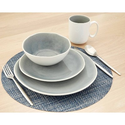 Gray and White Ceramic Glazed 16-Piece Dinnerware Set