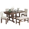 6-Piece Extendable Dining Table Set with Solid Wood Frame, Farmhouse Kitchen Dining Set with 1 Bench and 4 Upholstered Chairs–The Pop Home - 2 of 4