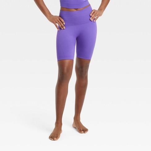 Women s Seamless High Rise Rib Bike Shorts 6 All In Motion Purple M