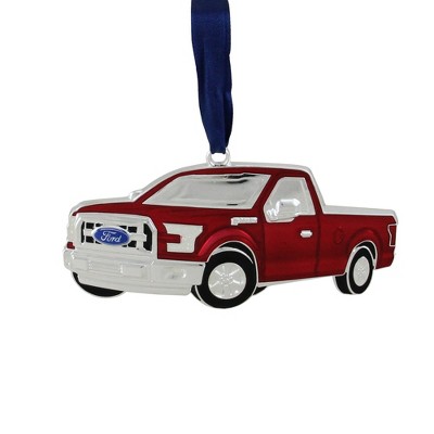 Northlight 4” Officially Licensed Ford F-150 Pick Up TruckSilver Plated Christmas Ornament - Red