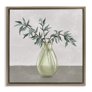 Stupell Industries Vase And Plant Neutral Grey Floating Frame Canvas Art, Brown, 25" x 25" - 1 of 4