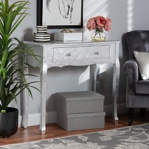 Baxton Studio Newton Classic and Traditional Silver Finsihed Wood 2-Drawer Console Table - 1 of 4