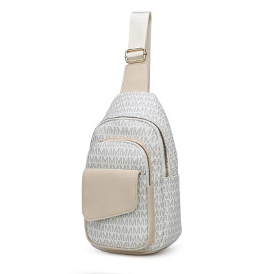 MKF Collection Kace M logo Printed Vegan Leather Women’s Sling Bag by Mia K