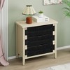 3-Drawer Buffet Sideboard with Adjustable Shelves, Hand-Woven Rope Drawers, Storage Cabinet for Living Room - 2 of 4