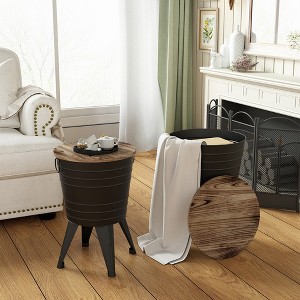 End Table Set Of 2 With Hidden Storage Compartment, Round Accent Side Table, Coffee Table - 1 of 4