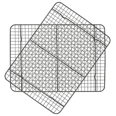 Ash Gray Non-Stick Carbon Steel 2-Piece Cooling Rack Set