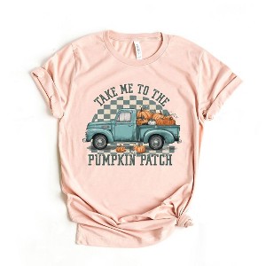 Simply Sage Market Women's Pumpkin Patch Teal Truck Short Sleeve Graphic Tee - 1 of 4