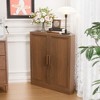 PexFix 36" x 31" Farmhouse Corner Cabinet Wooden Corner Storage Cabinet with Adjustable Shelves for Home Corners Living Room Bathroom Bedroom Walnut - 2 of 4