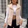 Coolmee Women's Fuzzy Fleece Vest Sleeveless Quilted Jacket Zip Up Vest Winter Coats with Pockets - 2 of 4