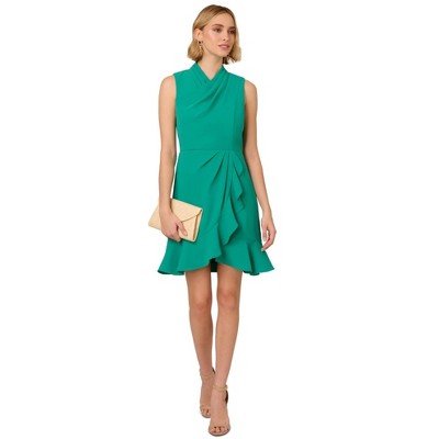 Adrianna Papell Womens Faux Wrap A-line Dress