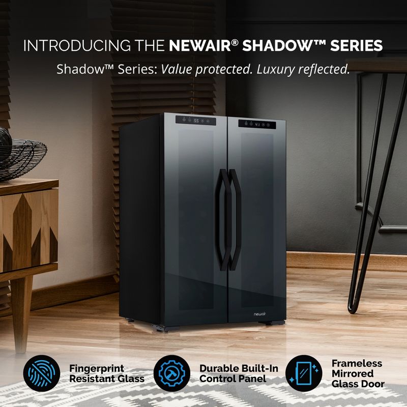 Newair Shadow Series Wine Cooler Refrigerator 12 Bottle & 39 Can Dual Temperature Zones, 2 of 15