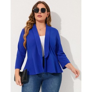 YESFASHION Women Plus Size Casual Blazer Open Front Long Sleeve Work Office Cardigan Jackets - 1 of 3