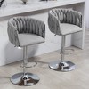 Lyngins 360° Swivel Counter Height Bar Stools Set of 2, Silver Metal & Fabric Swivel Bar Stools, Adjustable Counter Height Bar Chairs with Woven Back - 2 of 4
