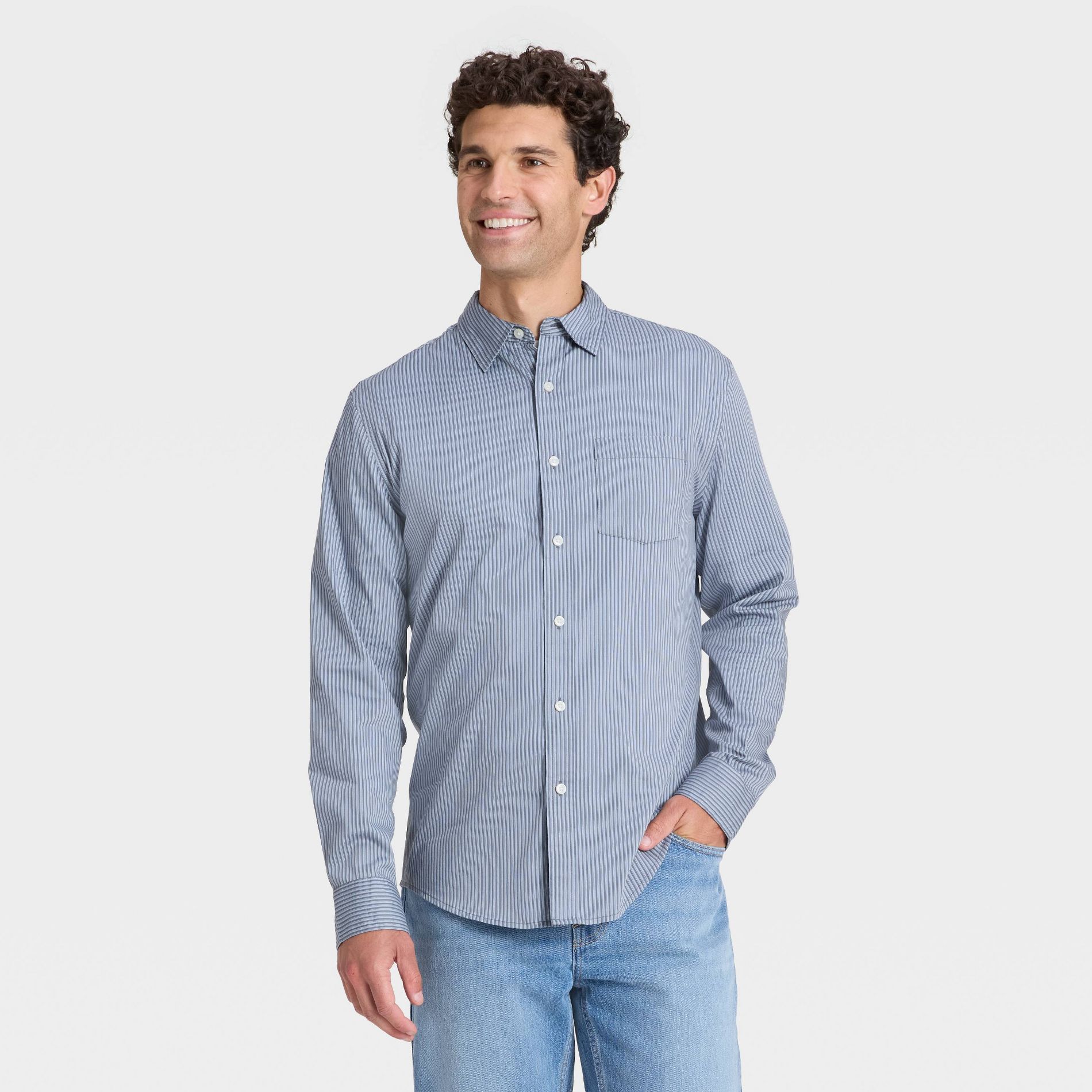 Men's Comfort Wear Long Sleeve Casual Button-Up Shirt - Goodfellow & Co™