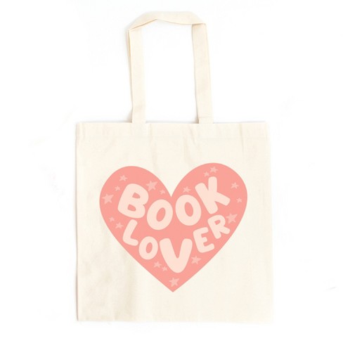 City Creek Prints Book Lover Heart Canvas Tote Bag - 15x16 - Natural