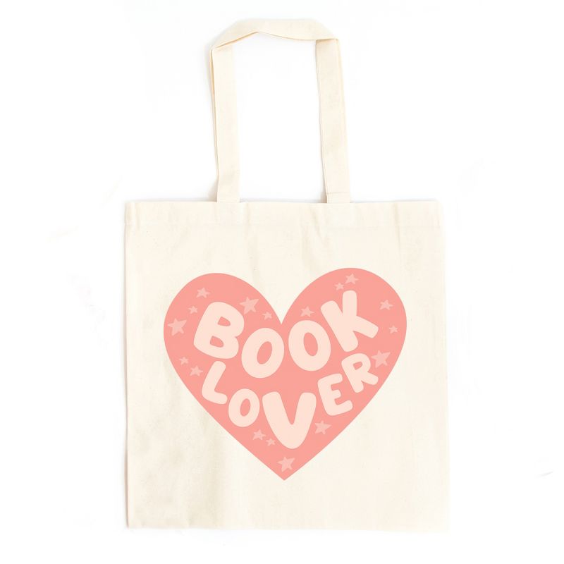 City Creek Prints Book Lover Heart Canvas Tote Bag - 15x16 - Natural, 1 of 3