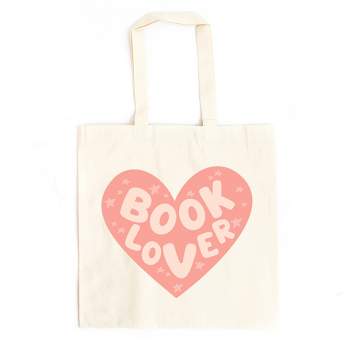 City Creek Prints Book Lover Heart Canvas Tote Bag - 15x16 - Natural