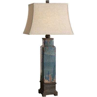 Uttermost Soprana 36" High Distressed Blue Ceramic Table Lamp