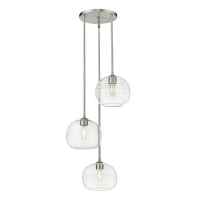 Harmony 20" Brushed Nickel and Glass 3-Light Chandelier