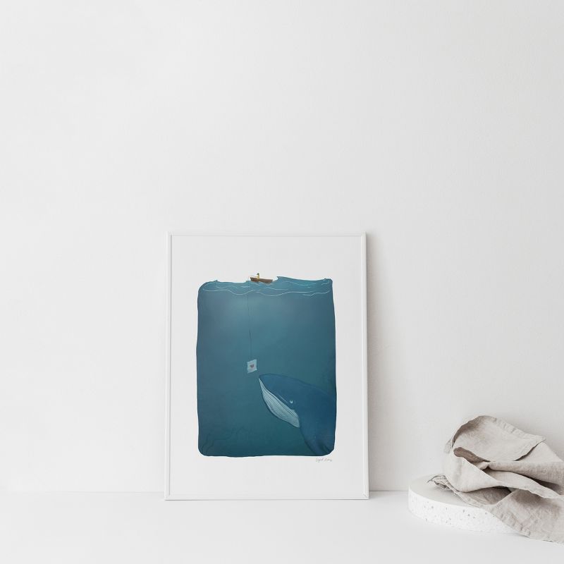 Love Note Whale Framed Museum Quality 11" x 14" Art Print by Ramus & Co, 5 of 7