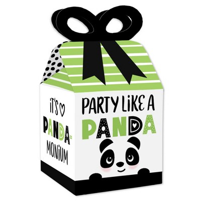 Big Dot of Happiness Party Like a Panda Bear - Square Favor Gift Boxes - Baby Shower or Birthday Party Bow Boxes - Set of 12