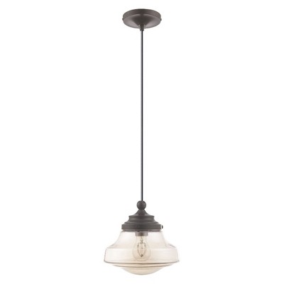 English Bronze Mini Pendant with Champagne Glass Shade