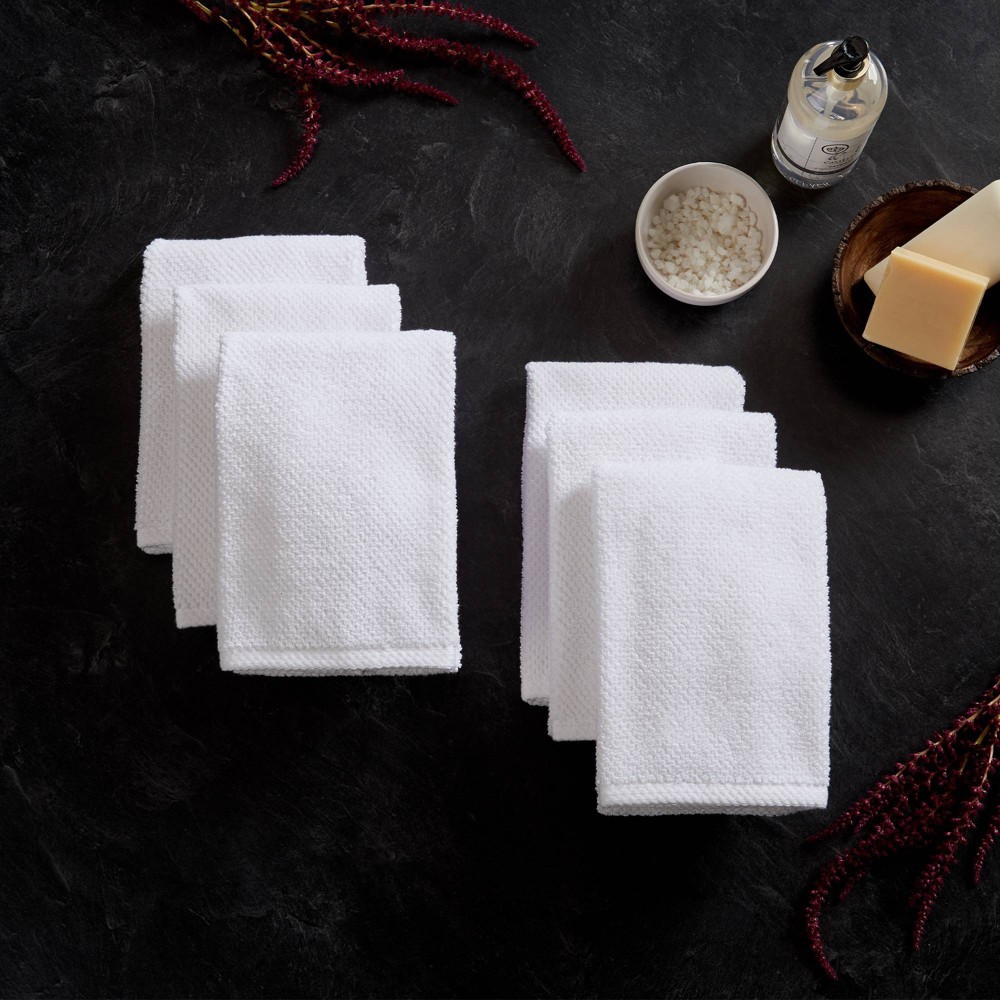 Photos - Towel 6pc Cotton Popcorn Textured Bath Hand  Set Optic White - Isla Jade
