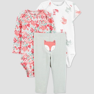 Image of Carter's Just One You® Baby Girls' Fox Top & Bottom Set - Green/Pink 6M