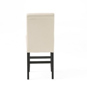 Christopher Knight Home Set of 2 Lisette Leather 25" Counter Height Barstool Ivory: Upholstered, Wood Legs, Bonded Leather - 1 of 4