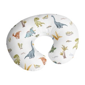 Sweet Jojo Designs Boy Support Nursing Pillow Cover (Pillow Not Included) Watercolor Dinosaur Dino Multicolor - 1 of 4