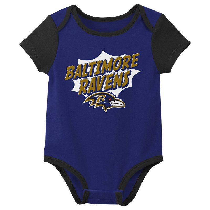 NFL Baltimore Ravens Infant Boys&#39; 3pk Bodysuit, 4 of 5