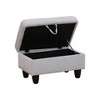 DOMETOUR Gray White Flannel Storage Ottoman - Versatile Living Room Footstool with Hidden Compartment - 2 of 4