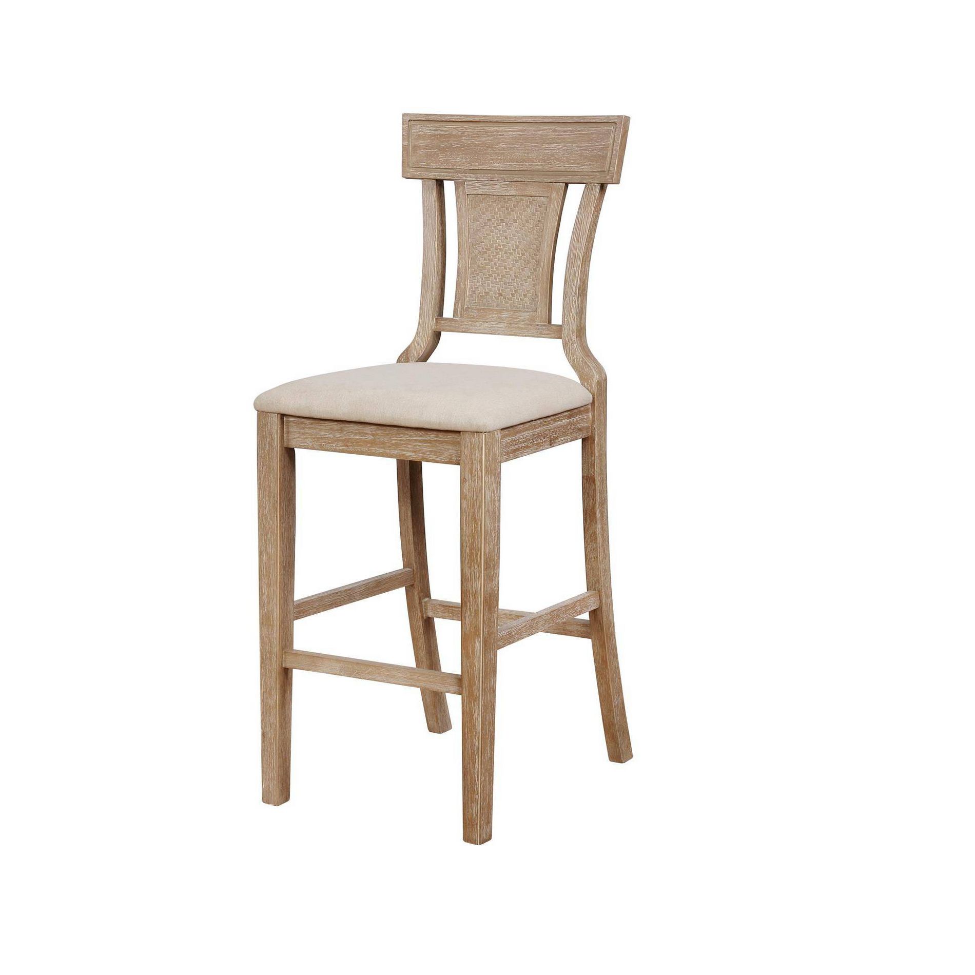 Rylan Padded Seat Barstool Brown - Linon: Upholstered Square Frame, Wood Legs, Fixed Height 30"