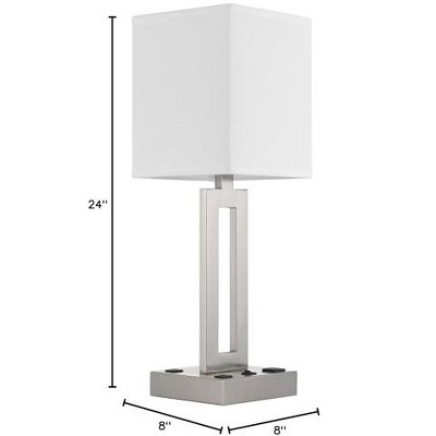 Sarnia Adjustable Brushed Steel Desk Lamp with White Fabric Shade