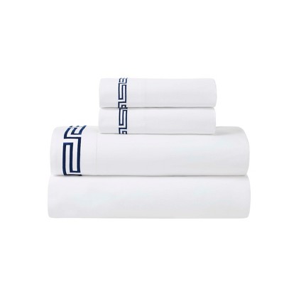 Cotton Greek Key Embroidered Sheet Set by Blue Nile Mills