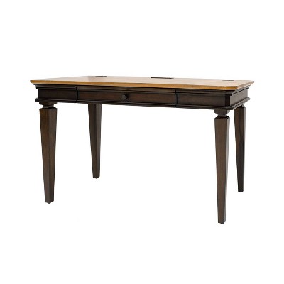 Sonoma Transitional Brown Wood Writing Desk with Drawer and Power Outlet