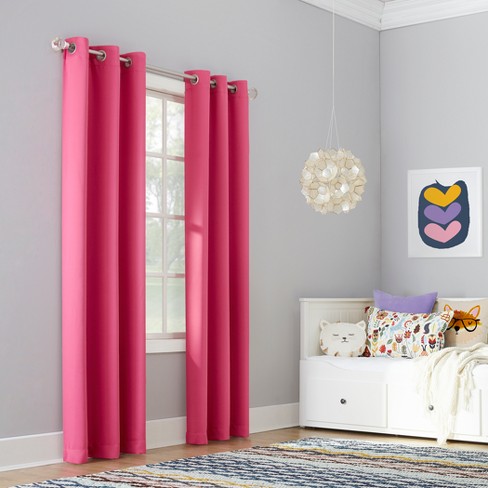 Riley Kids Bedroom Blackout Grommet Curtain Panel Pink 40 ...