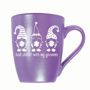 Elanze Designs Just Chillin' With My Gnomies 10 ounce New Bone China Coffee Tea Cup Mug, Passion Purple - 1 of 4