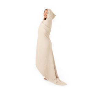 Comfy Cubs Muslin Adult Hooded Towel - Large, Absorbent Hooded Bath Towels for Adults, Stylish Towel with Hood - 1 of 4