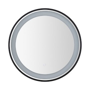 Blakewell 24" Aluminum LED Round Mirror - LMR1010 - Black/Silver - Safavieh - 1 of 4