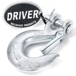 Driver Recovery 5/16" Clevis Slip Hook with Safety Latch - Heavy Duty Grade 70 Forged Steel Towing Winch Hook