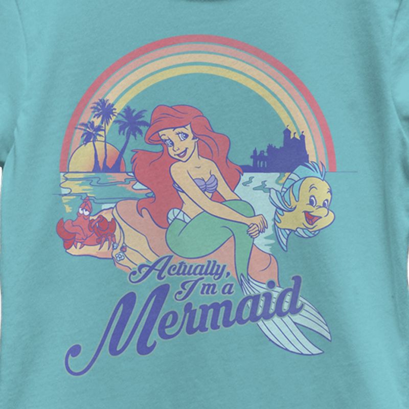 Girl's The Little Mermaid Ariel Actually I'm a Mermaid Rainbow T-Shirt, 2 of 5