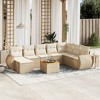 vidaXL Patio Sofa Set with Cushions Outdoor Furniture 9 Piece Poly Rattan - Beige and Cream - 2 of 4
