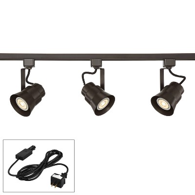 Pro Track Linear 3-Light Bronze LED Track Kit w/ Cord and Plug Connector